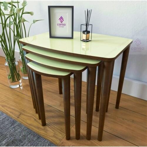 Modern Telwe Series Cream 4'lü Zigon Coffee table Set/Cream coffe table