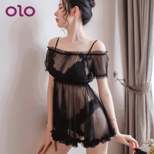 OLO Ultra-thin Sexy Lingerie Hot Erotic Sexy Costumes Women Porno Sleepwear Transparent Dress Sex Clothes Lace Underwear