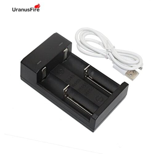 Uranusfire USB Charger For 18650 26650 16340 36650 battery 2 slots rechargeable Universal Charger Portable Lighting Accessory