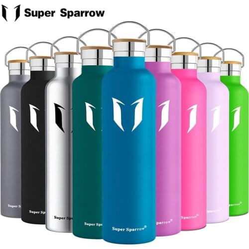 Super Sparrow Double Wall Vacuum Thermos Water Bottles Stainless Steel Large-Capacity Outdoor Sports Coffee Drink Bottle 1000ml
