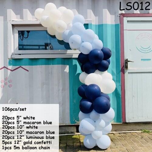 106 pcs/set Mixed Blue Beig Latex Balloons Confetti Foil balonnen Balloon Chain for Wedding Christmas Prop Background Decorative