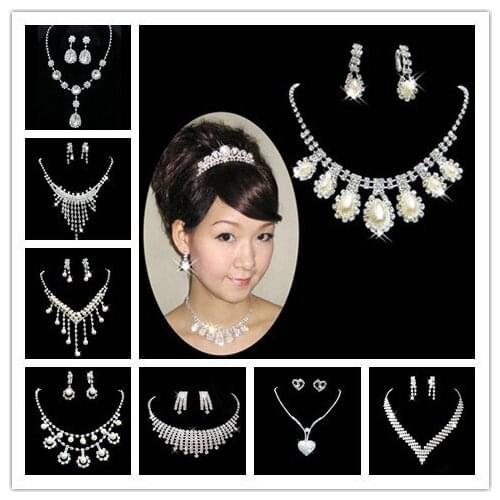 Fine jewelry Rhinestone Crystal necklace earrings sets Austrian crystal bridal / wedding jewelry sets for women Accessories