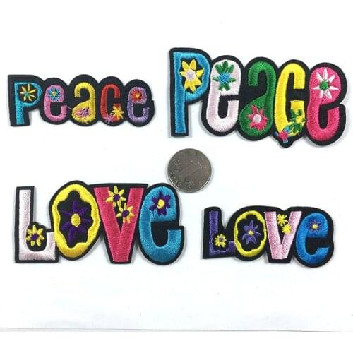 1pc Hot Love And Peace Girls Children Sequin Fabric Patches For Tshirt Hat Backpack Clothing Sewing Children High Quality Patch