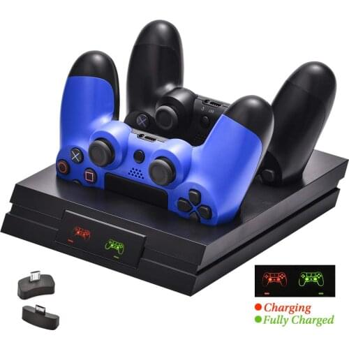 PS4 Slim Pro Controller Charger with LED Indicator 2 Charging Port Energizer Fast Charging Docks Station Docking Stand