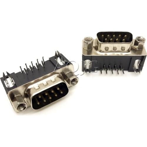 100PCS DB9 Female Male PCB Mount D-Sub 9 pin PCB Connector RS232 Connector 90-degree bent needle DR9