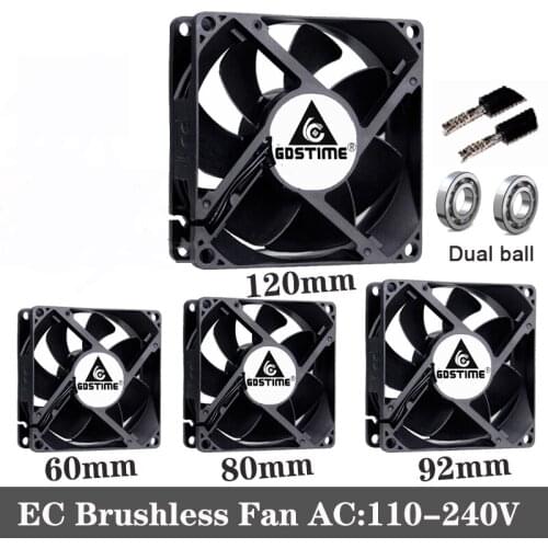 2pcs 60mm 80mm 90mm 120mm EC Brushless Fans PC cooler AC 110V 115V 120V 220V 240V Axial fan 6025 8025 9225 12038