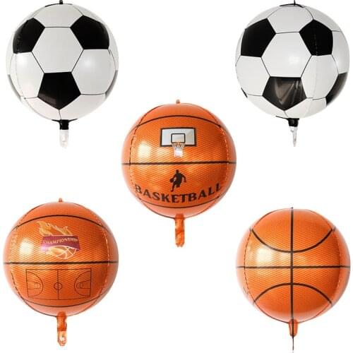 20pcs 22inch 4D Football Soccer Basketball Foil Balloons Inflatable Helium Globos Baby Shower Birthday Party Decoration Kids Toy
