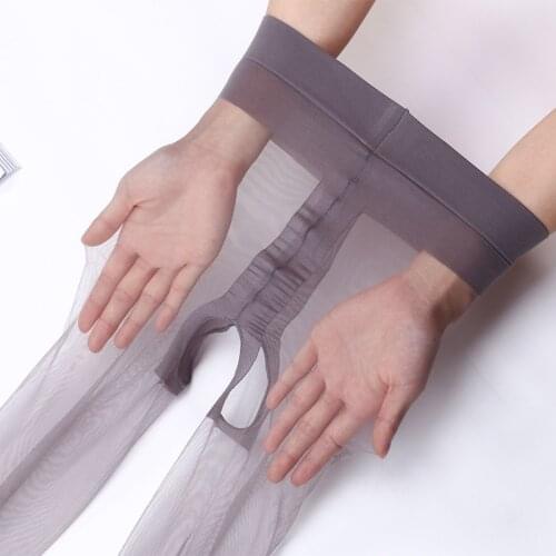 2020 New 1D Sexy Breathable Tights Transparent Crotchless Women Pantyhose Ultra-thin Nylon Tights Stretchy Stockings Female Girl