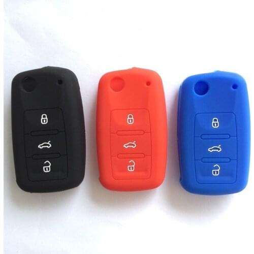 3 button key case Silicone rubber car key cover for Skoda Yeti Superb Rapid Octavia Fabia citigo