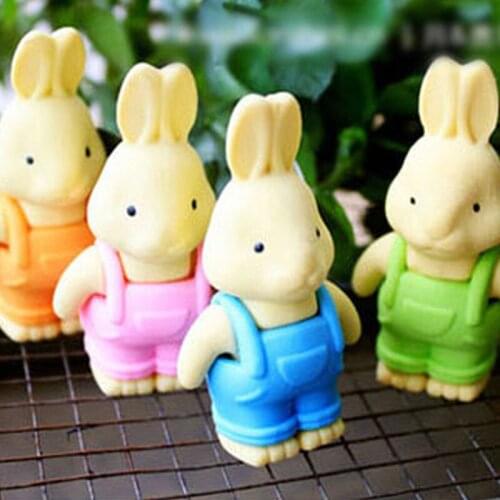 3pc/lot Cartoons suspenders rabbits eraser / creative rubber animal erasers/ children stationery gift / prizes