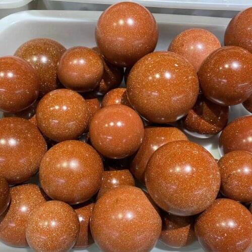 40-100mm natural gold sand quartz crystal ball beautiful crystal ball healing crystal