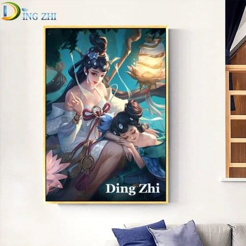 5D Diamond Painting Cartoon Ancient Costume Beautiful Girl Cross Stitch Diy Embroidery Mosaic Full Square Round Drill Wallpaper