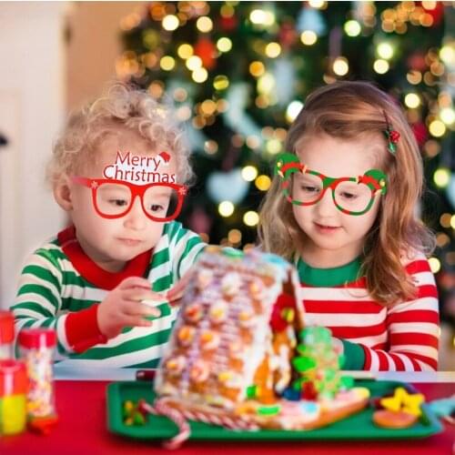 9pcs Christmas Glasses Santa Claus Snowman Snowflake Tree Elk Paper Glasses Party Photo Props 2020 Christmas Decoration For Home