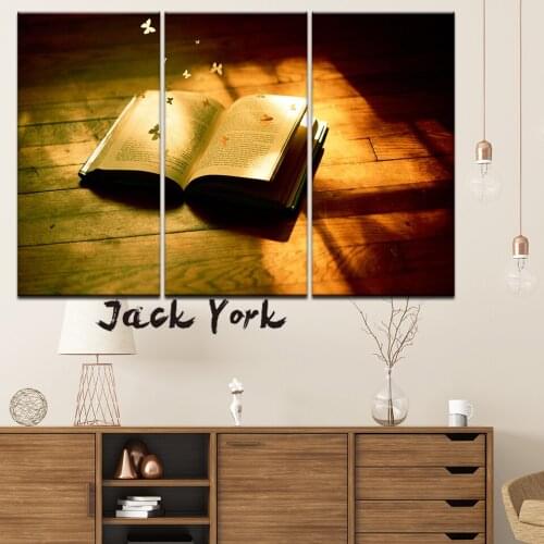 Canvas Painting book with sunshine and butterfly 3 Pieces Wall Art Painting Modular Wallpapers Poster Print Home Decor