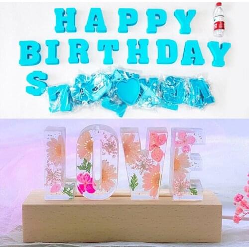 17Cm 26 Alphabet Silicone Mold Capital Letters Led Light Crafts for Diy Handmade Birthday Wedding Crystal Epoxy Resin Decoration