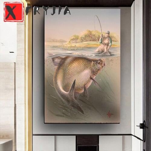 Diamond Painting The angler caught a big fish Full Square Diamond Embroidery Cross Stitch Rhinestones New Arrival Handmade Gift