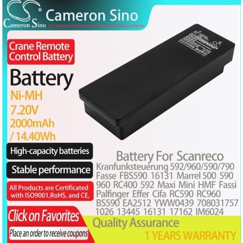 CameronSino Battery for Scanreco Fasse FBS590 Kranfunksteuerung 592 790 590 960 fits Scanreco 1026 Crane Remote Control battery