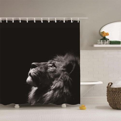 Dafield Animal Bathroom Shower Curtain Black Lion Head Print Leopard For Kids Shower Curtain Lion