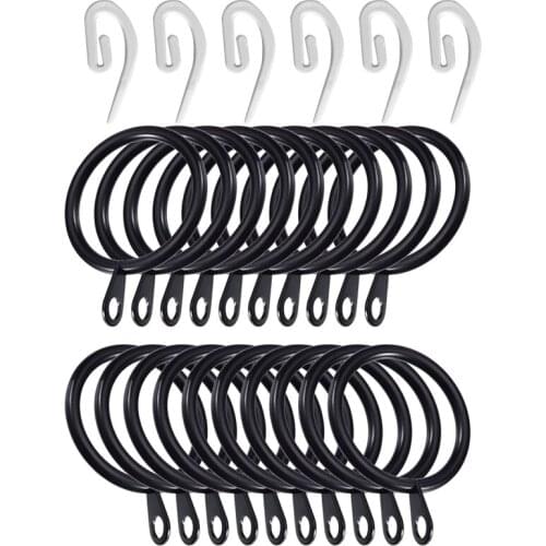 50 Set Metal Curtain Rings Drapery Curtain Hanging Rings with Plastic Curtain Hooks for Curtains and Rods, 32 mm