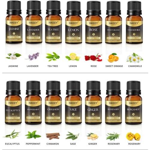10ml 14 Flavors Pure Essential Oils Organic Body Massage Relax Fragrance Oil Skin Care Aromatherapy DiffusersJasmine/Rose/Ginger