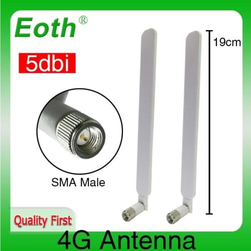 2pcs Indoor 4G LTE Antenna 5dbi SMA Male Connector antena for huawei B593 4G LTE router wireless modem repeater White Color