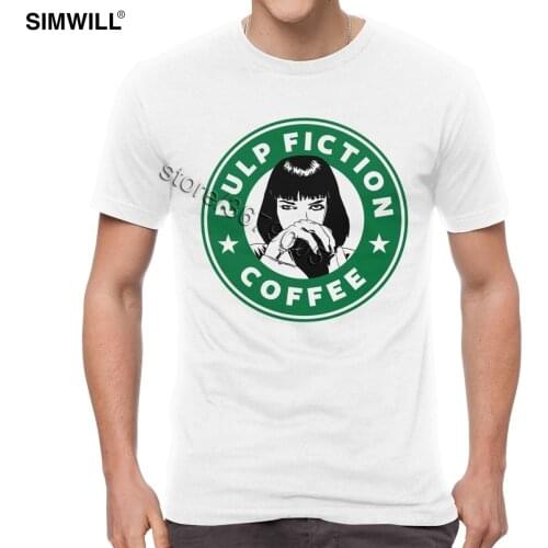 Cool Print Summer Tees Tops Quentin Tarantino Movie Pulp Fiction T shirt Men Short Sleeve Cotton Fashion Mia Wallace T-shirt