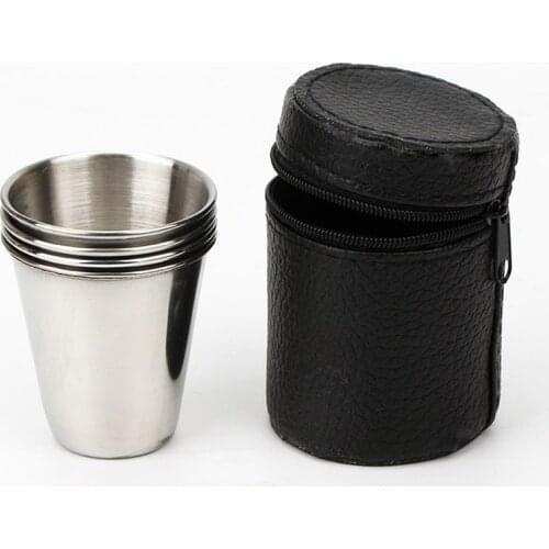 Camping Cup Stainless Steel Stacked With Storage Bracket Lightweight Outdoor Hiking Climbing Equipemnts Portable Coffee Tea Cup