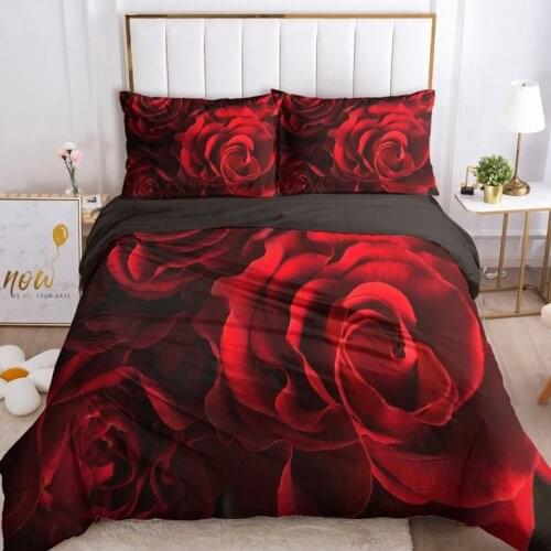 Duvet Cover Set 3D Bedding Sets Double Single Blanket Quilt Cover Country Red rose Bedclothes Bed Linings EUR UK 2-3pcs/set
