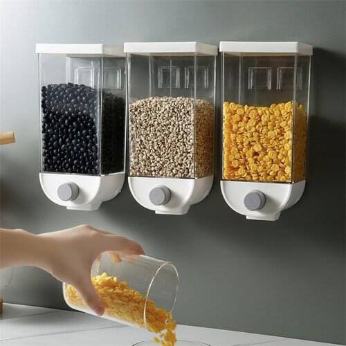 Storage-Box Pots Plastic Containers Cereals Kitchen Wall-Mounted Food for Grains