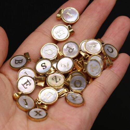 Natural Shell Round Letters With Holes Beads 12mm for DIY Jewelry Making Necklace Bracelet Gift Accessories Gift