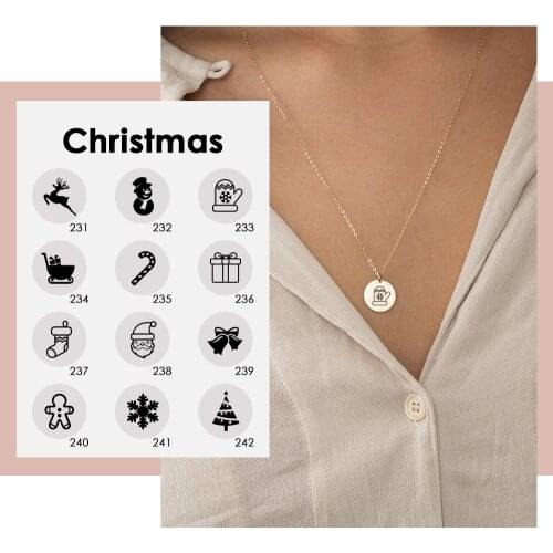 Minimalist 316L Stainless Steel Necklace Custom Christmas Pattern Gold Color Chain Necklace for Family Best Christmas Gift