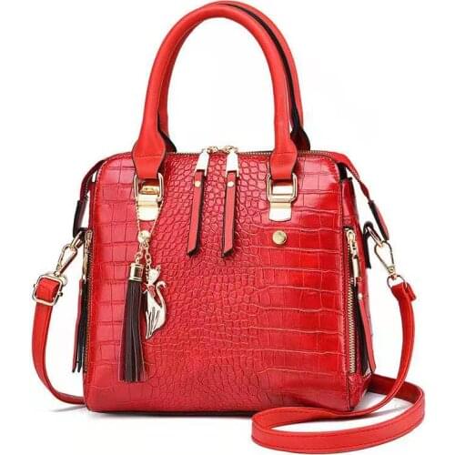 Fashion Crocodile Pattern Handbag Women New PU Leather Tassel Shoulder Bag Luxury Design Handle Bag Lady Purse sac