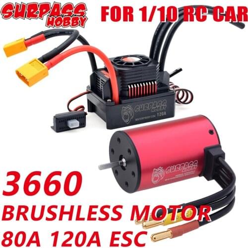 Surpass Hobby Waterproof Brushless 3660 Motor 60A 80A 120A ESC for 1/10 1/12 1/14 1/16 Rc Car 540 550 Brushed Traxxas Wltoys HSP