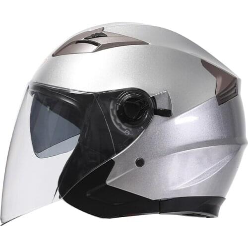 ABS Motorcycle Helmet Motorbike Half Helmet Safety Double Lens Helmet Moto Casque for Women Men Four Seasons