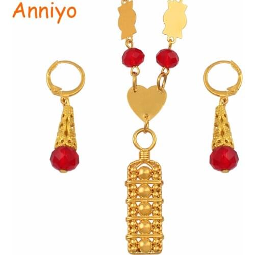 Anniyo Micronesia Jewelry sets Colorful Stone Necklace Earrings Round Beads Chain Necklaces Marshall Jewellery Guam #135406