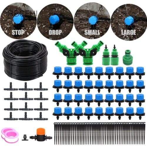 RBCFHl 1/4'' Blue Adjustable Drip Irrigation Nozzle Watering System Stop to Large Water Drop Garden Patio Micro Kits