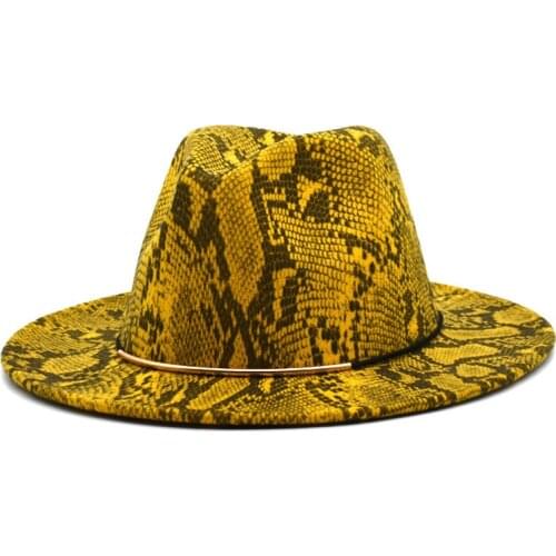 Novo Chapéu De Lã Chapéu Masculino Estilo Britânico Na Moda Padrão De Cobra Chapéu Superior Ao Ar Livre Chapéu De Jazz Selvagem