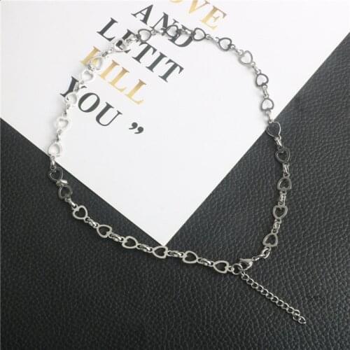 Hip Hop Love Hollow Stitching Titanium Steel Necklace Fashion Mens and Womens Stainless Steel Necklace
