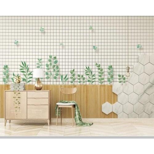 Papel de parede Modern white mosaic leaves fresh 3d wallpaper mural,living room bedroom TV wall bathroom wall papers home decor