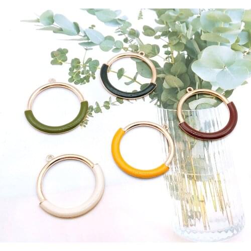 10PCS/lot New Fashion Jewelry Enamel Charms Zinc Alloy Jewelry Necklace Pendants Round Circle Charm Pendant