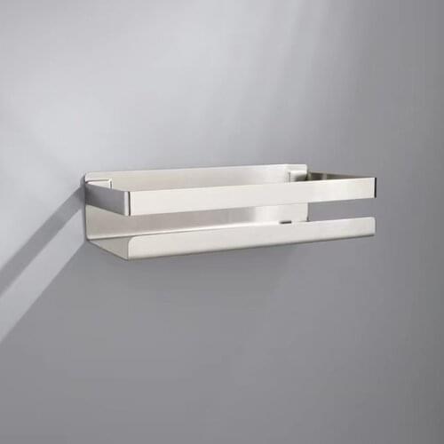 Bathroom Shelf 304 Stainless Steel Shower Rack Corner No Drilling Square Bath Shower Wall Mounted Storage Organizer Rack