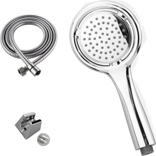 Handheld Round Chrome Plating ABS Shower Head Set (Shower Head+Hose+bracket) water Saving High Pressure