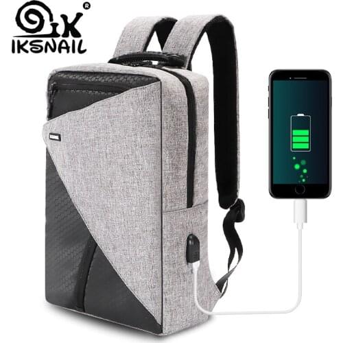 IKSNAIL USB Charging Laptop Backpack 15.6 inch Travel Backpack Function Anti theft Waterproof Mochila School Bag For Men PC Bags