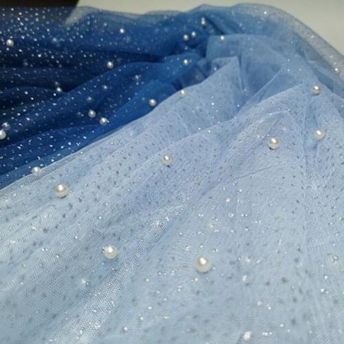 2meters Beaded Gradient Mesh Lace Fabric For Fashion Evening Dress Diy Performance Clotheing Sew On Accessories Lace Trim