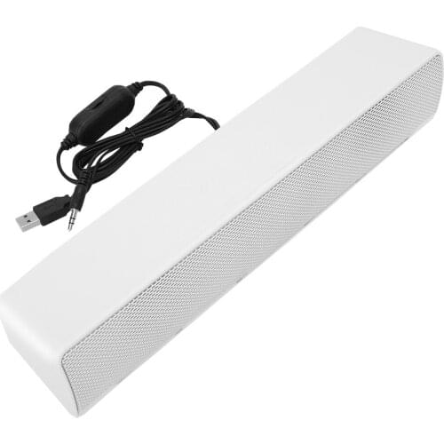 SOONHUA USB Powered Wired Stereo Soundbar 3.5mm Bass Surround Sound Box MP3 Music Player Plastic Dual Speaker For Desktop TV