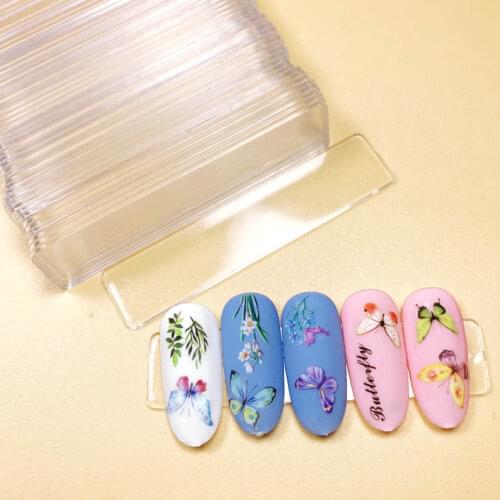 50pcs Acrylic False Nails Tips Nail Art Display Stand Transparent Rectangle Practice Show Stand Exhibition Manicure Tools