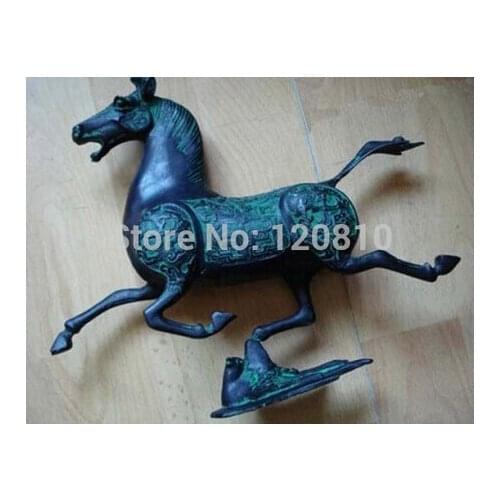 SUIRONG---403+++Exquisite Chinese bronze statue horse fly swallow
