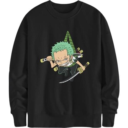 Roronoa Zoro Long Sleeve Hoodies Sweatshirts Men Harajuku Male Clothing One Piece Printing Pullovers Black Moletom Masculino
