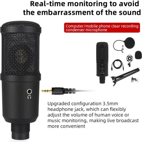 BM-66 Professional Condenser Microphone Recording USB Microphone For PC Computer Sponge Intelligent Noise Tripod Shock Mount