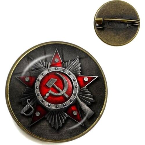 Vintage USSR Soviet Sickle Hammer Lapel Pins Badges CCCP Communism Insignia Symbol Russia Metal Brooch Clothing Accessories Gift